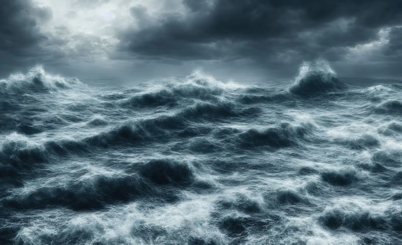 Dramatic clouds over a dark, moody sea