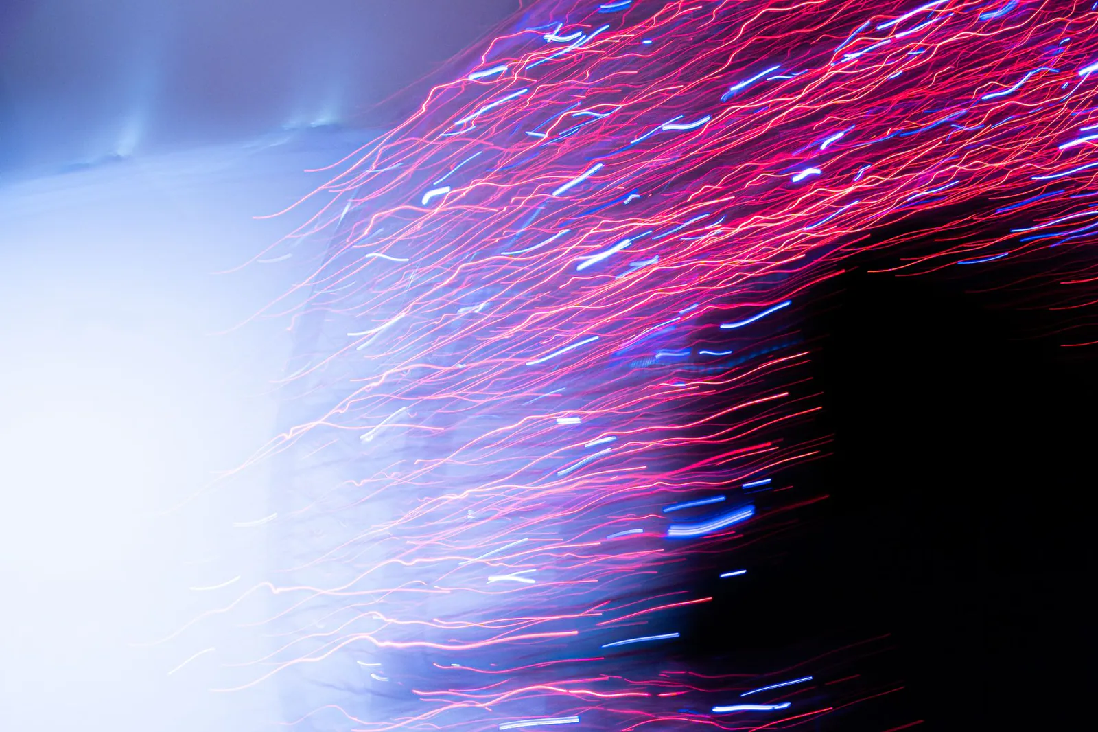 Violet light streaks blurred in slow motion